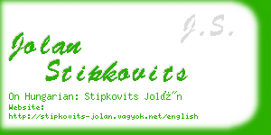 jolan stipkovits business card